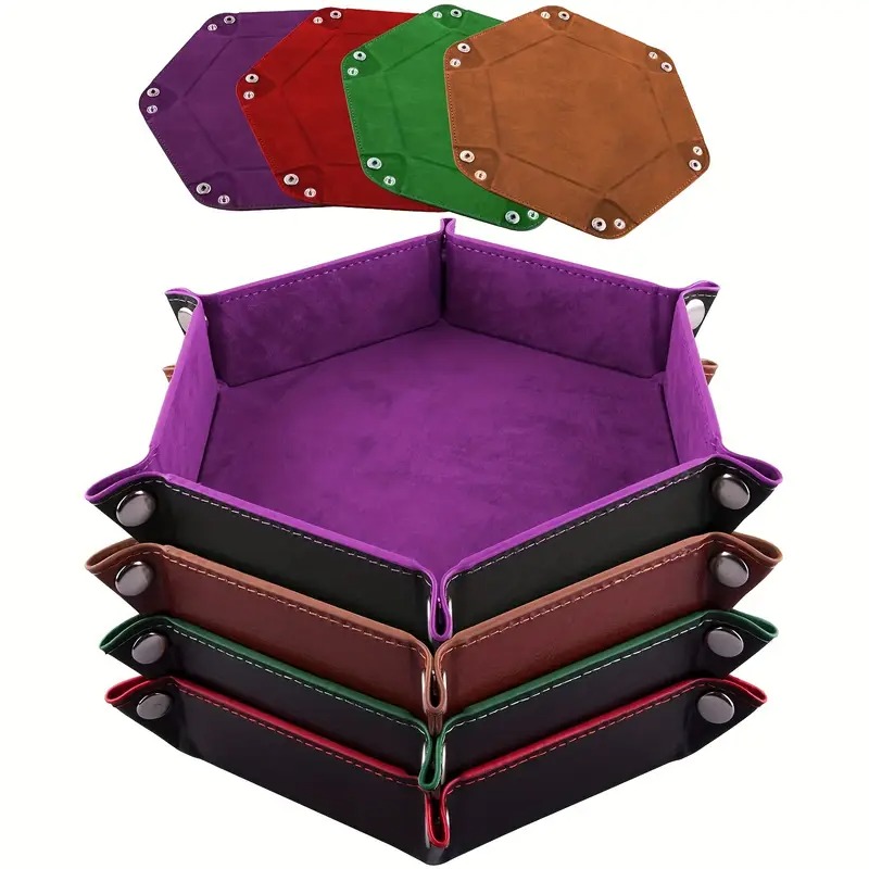 Heavy Equipment Games - PU Leather Hexagon Dice Tray Folding
