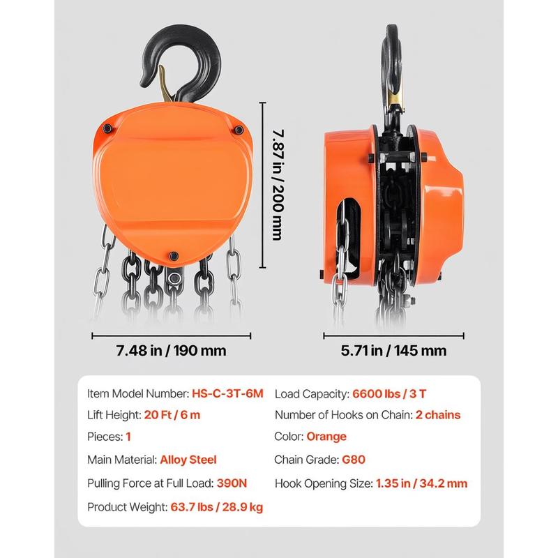 Chain hoist with 3-ton lifting - Heavy Equipment Lift avis et prix